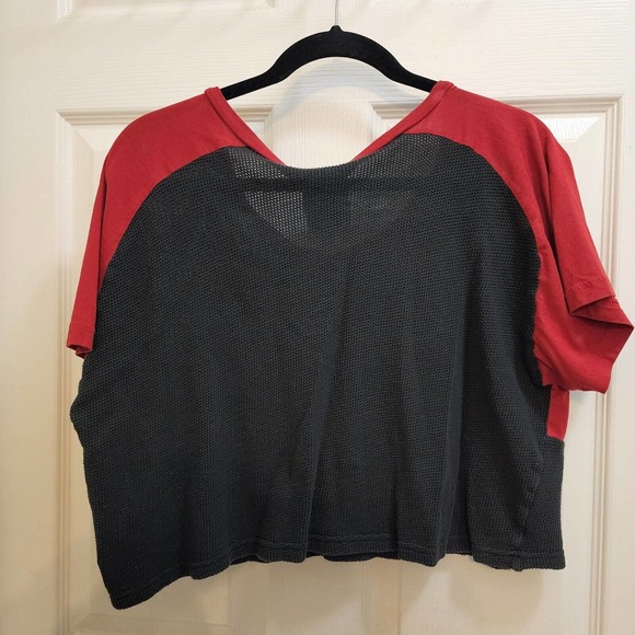 Adidas X Jeremy Scott Large Cropped Mesh Top Black Red Womens - Picture 5 of 7